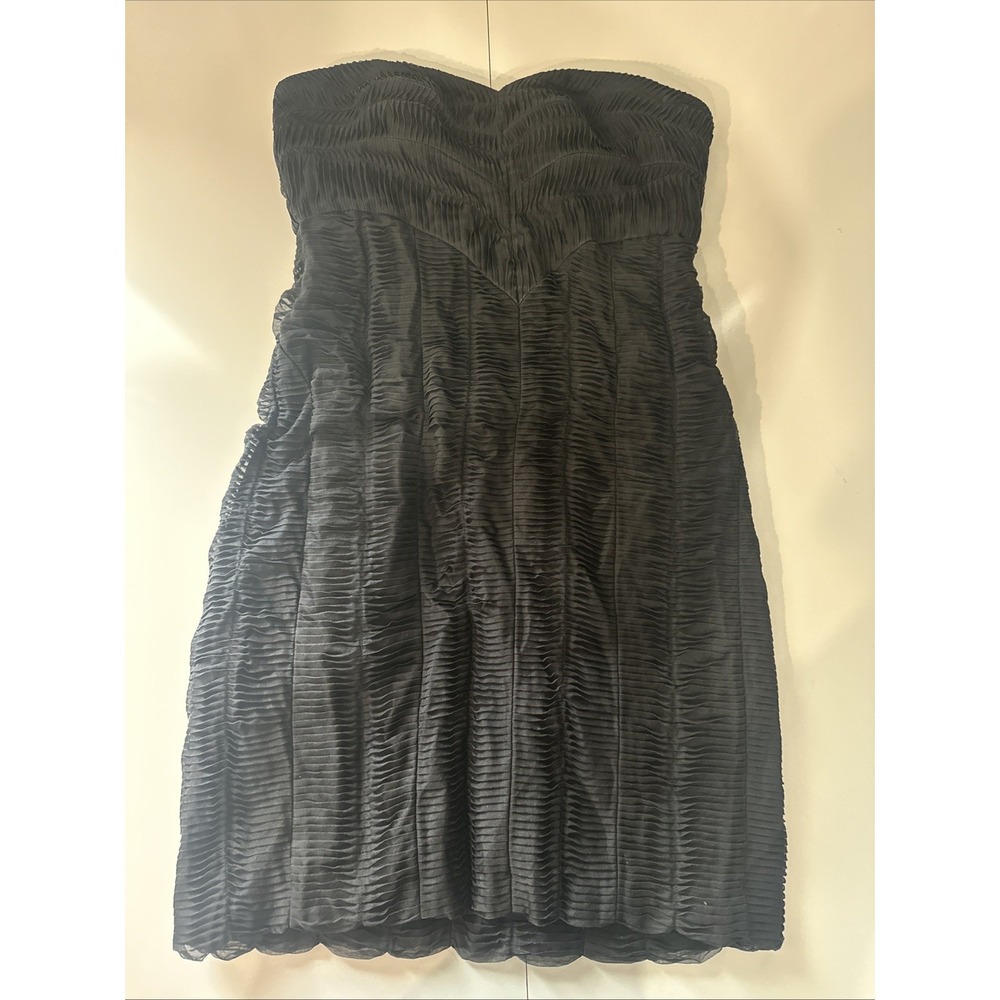 BCBG Silk Mastic Black Sweetheart Strapless Midi Dress SIZE 12